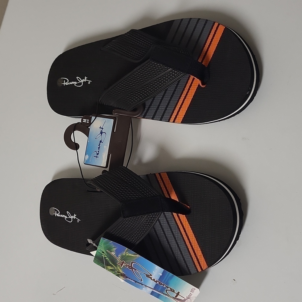 Panama Jack Black & Orange  Flip Flop, Size Medium, size 8_9